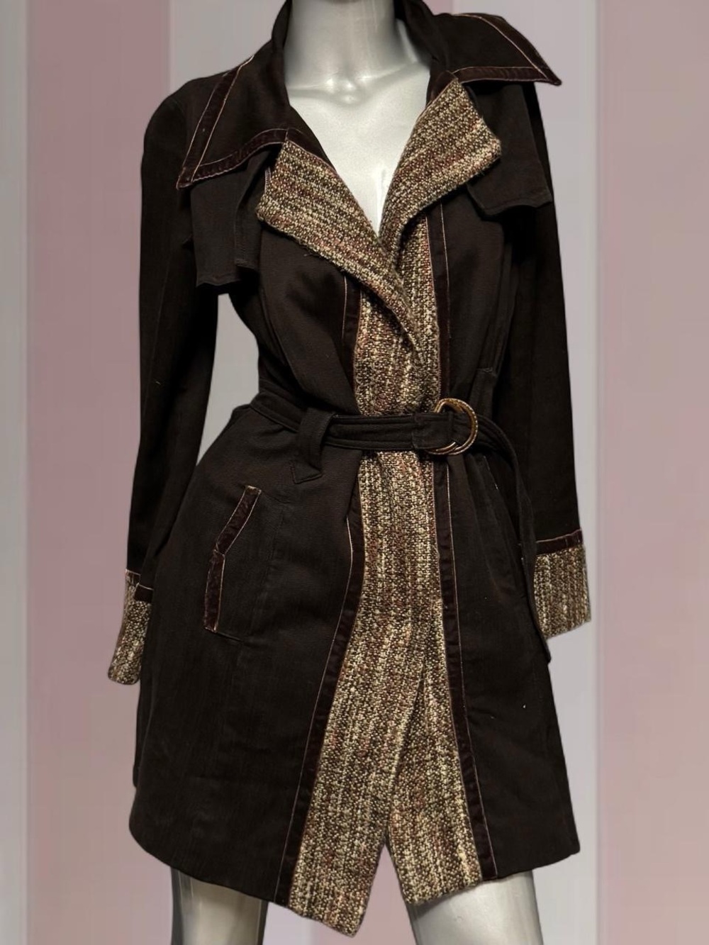 Xanaka Y2K Brown Trench Coat